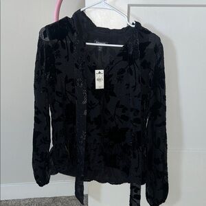 Express Black Velvet Floral Top